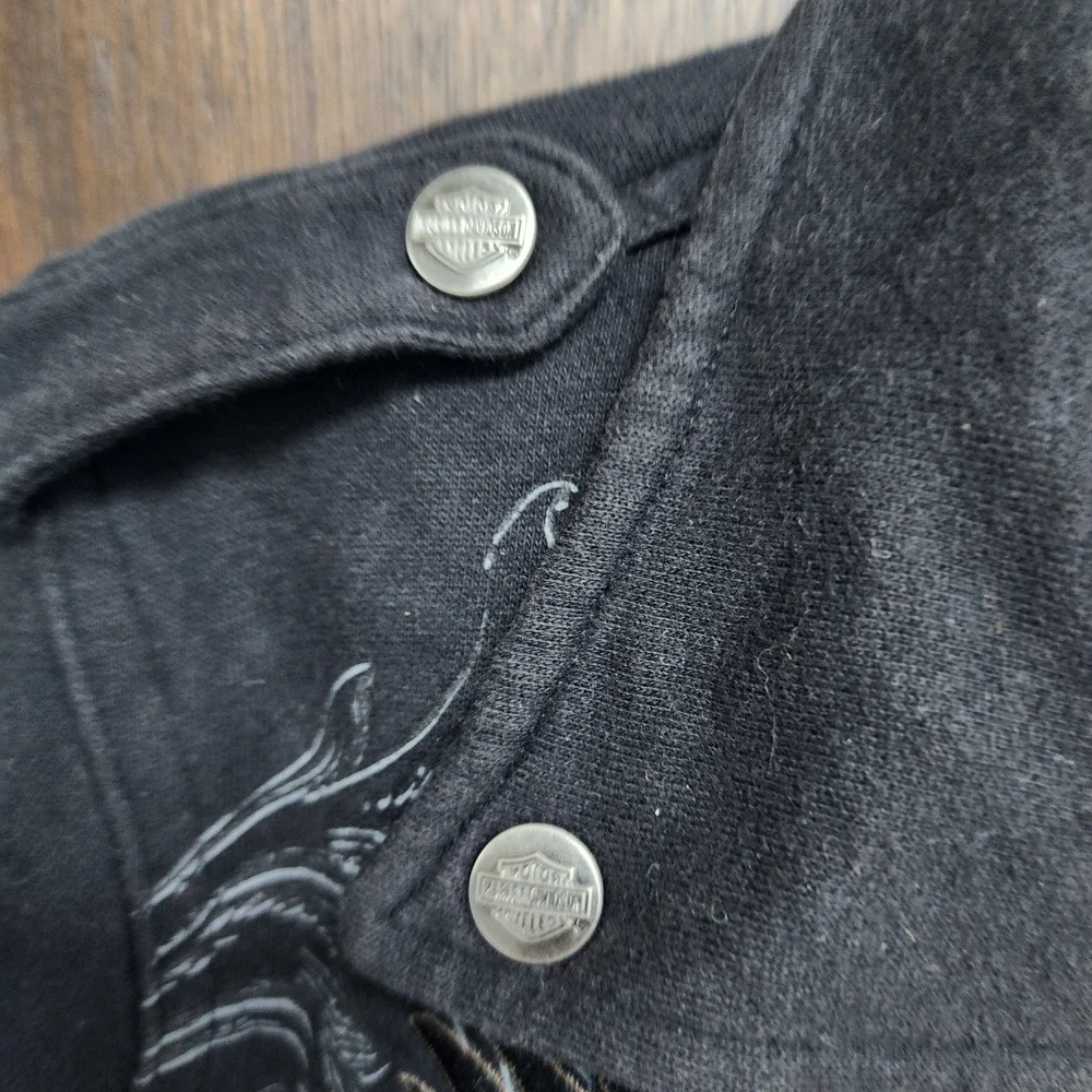 Assymetric Moto Rose Embroidered Harley Dsvidson Jacket XL - Picture 7 of 11